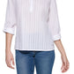 Blusa túnica listrada de algodão feminina Tommy Hilfiger, branca, tamanho grande