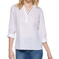 Blusa túnica listrada de algodão feminina Tommy Hilfiger, branca, tamanho grande