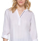Blusa túnica listrada de algodão feminina Tommy Hilfiger, branca, tamanho grande