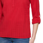Blusa túnica listrada de algodão feminina Tommy Hilfiger vermelha tamanho X-G