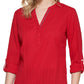 Blusa túnica listrada de algodão feminina Tommy Hilfiger, vermelha, tamanho médio