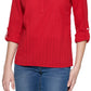 Blusa túnica listrada de algodão feminina Tommy Hilfiger, vermelha, tamanho médio