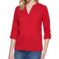 Blusa túnica listrada de algodão feminina Tommy Hilfiger, vermelha, tamanho médio