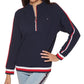 Tommy Hilfiger Blusa Feminina Gola Alta Azul Tamanho XG