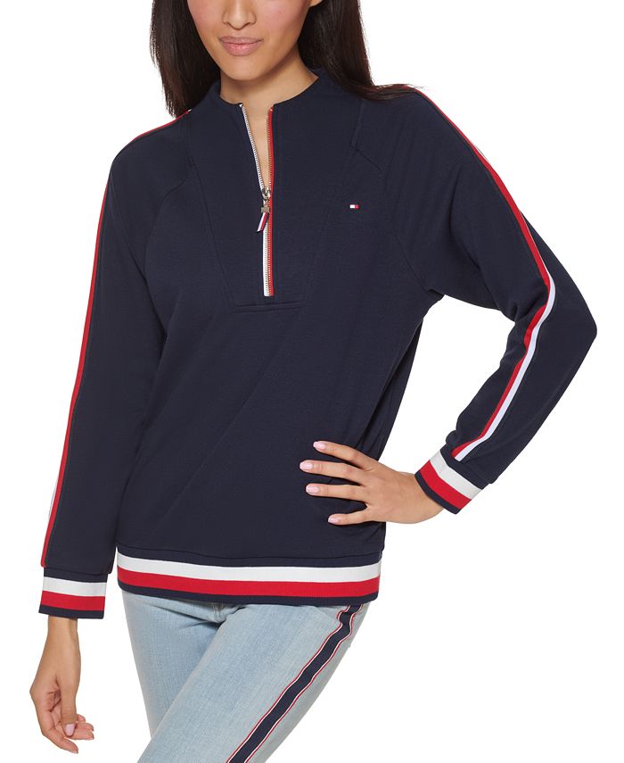 Tommy Hilfiger Blusa Feminina Gola Alta Azul Tamanho XG