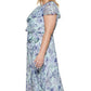 Vestido feminino Tommy Hilfiger de chiffon floral com ajuste e abertura frontal, azul, tamanho pequeno e pequeno