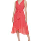 Vestido midi feminino Tommy Hilfiger Surplice vermelho tamanho 14
