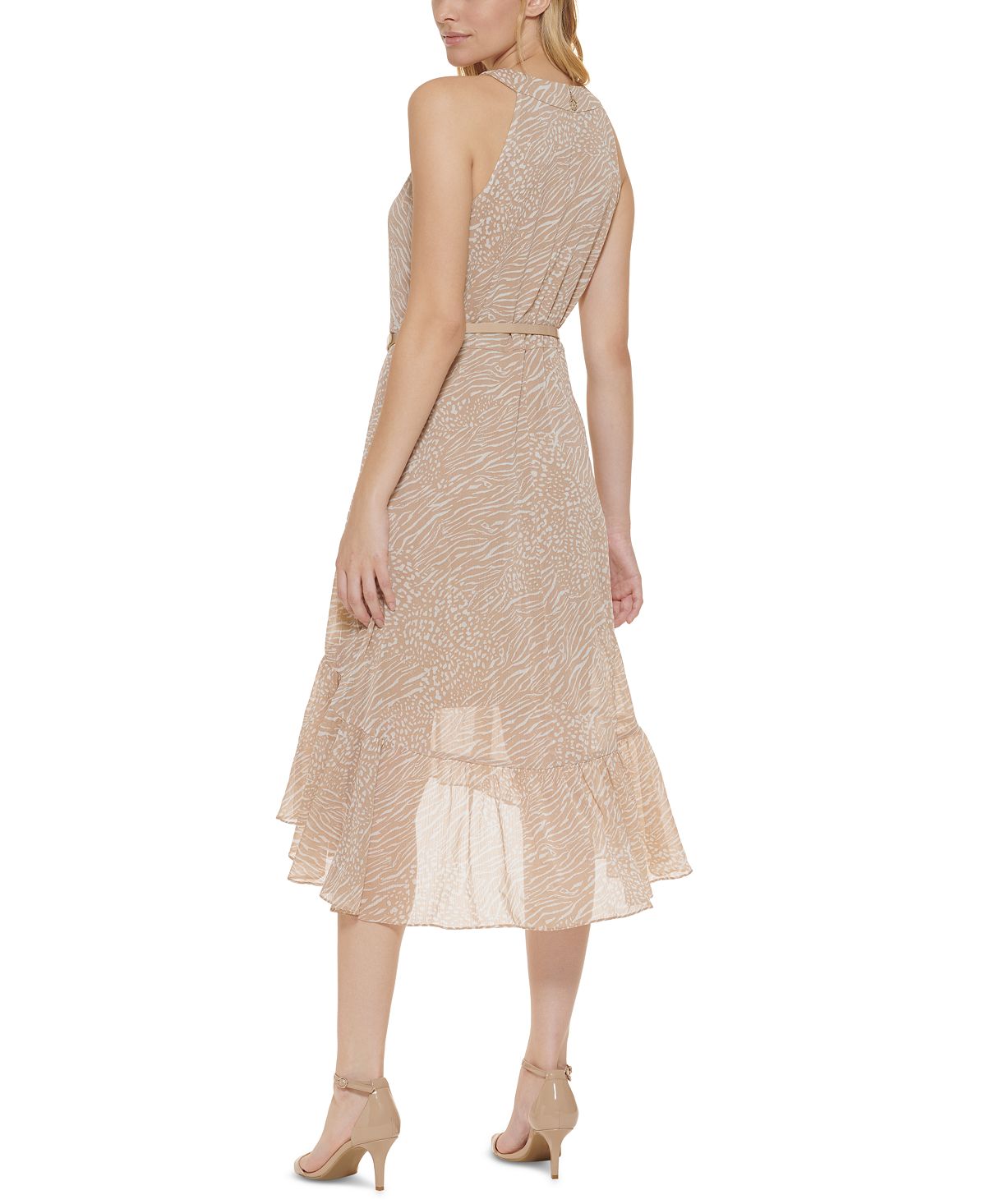 Vestido tommy hilfiger feminino sem mangas, marrom, tamanho 14