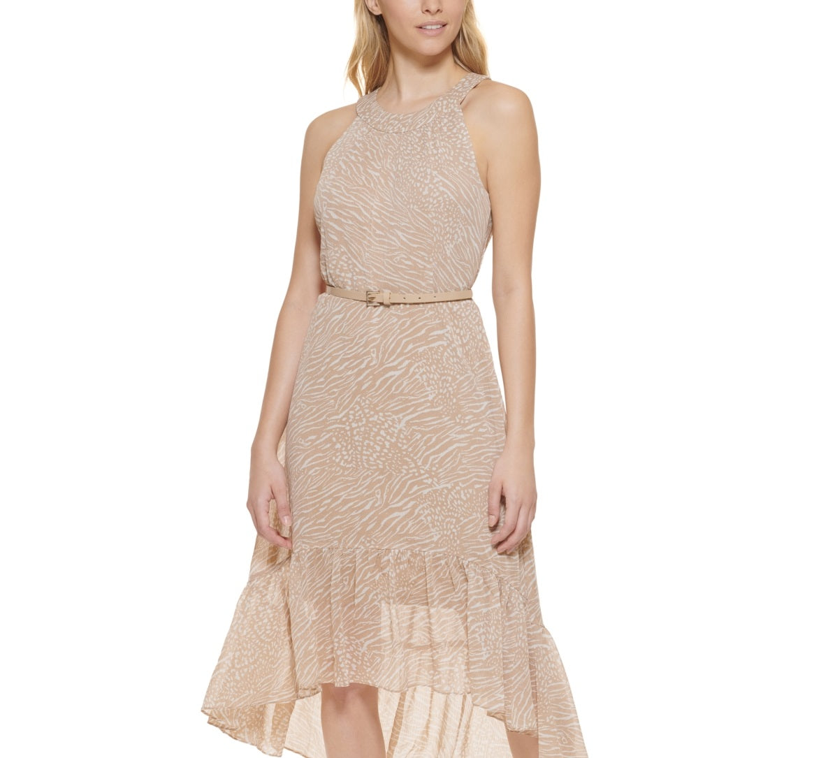 Vestido tommy hilfiger feminino sem mangas, marrom, tamanho 10