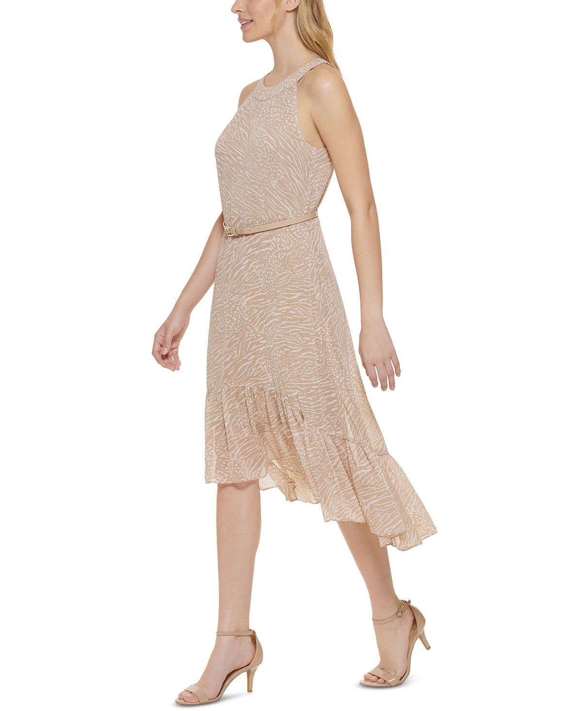 Vestido tommy hilfiger feminino sem mangas, marrom, tamanho 2