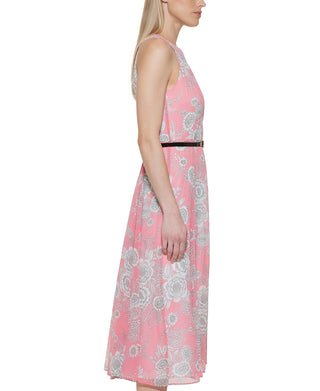 Tommy Hilfiger Women's Floral Print Halter Midi Dress Pink Size 6
