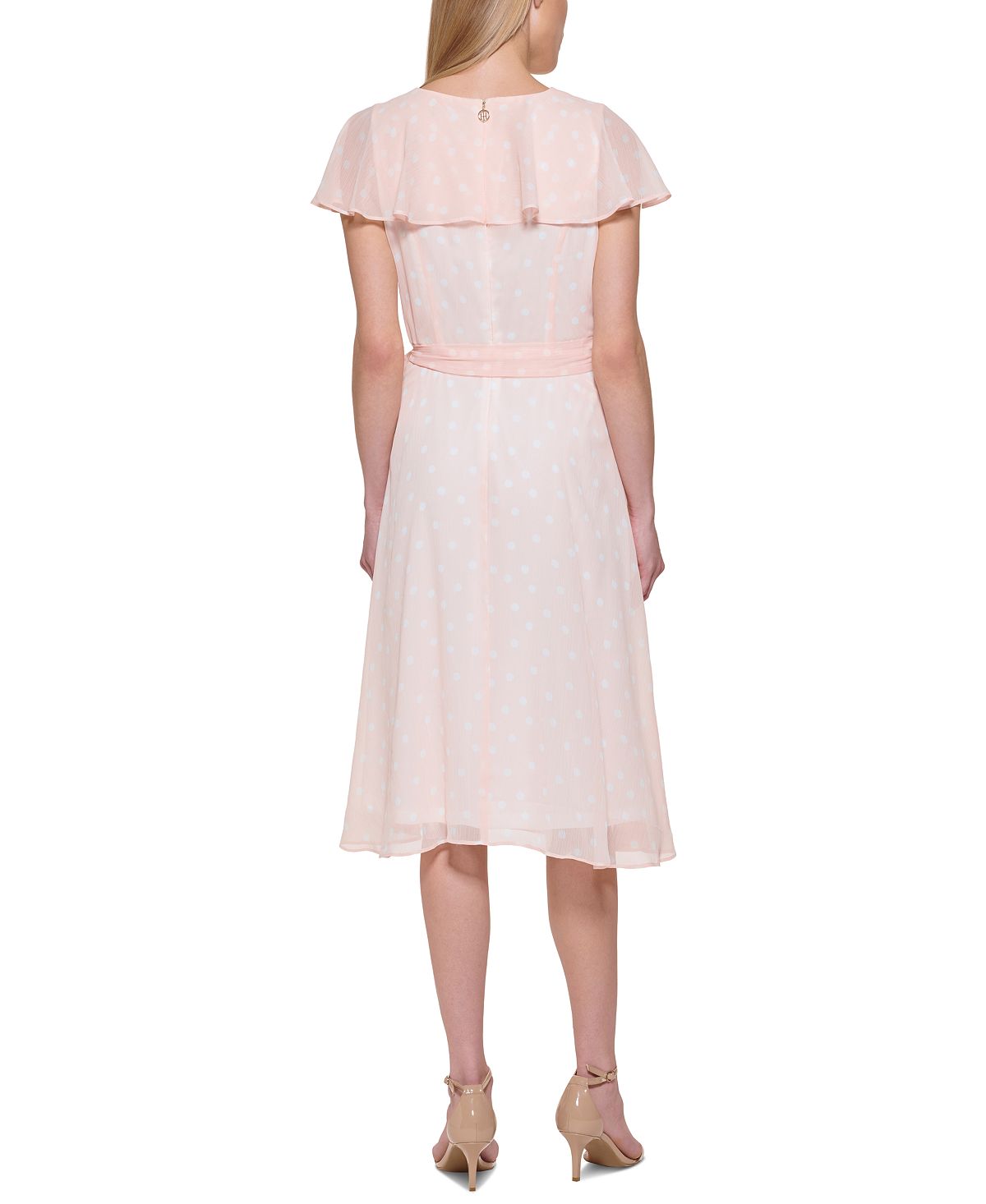 Vestido midi capelete feminino Tommy Hilfiger rosa tamanho 14