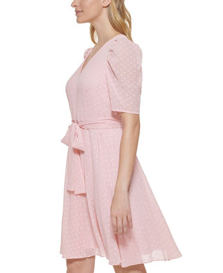 Vestido Tommy Hilfiger Swiss Dot Fit &amp; Flare Feminino Rosa Tamanho P