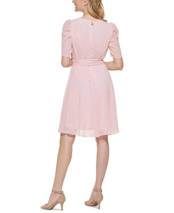Vestido Tommy Hilfiger Swiss Dot Fit &amp; Flare Feminino Rosa Tamanho 2