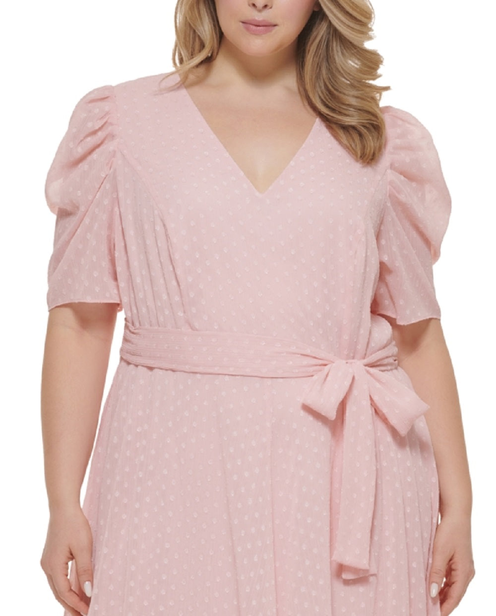 Vestido Tommy Hilfiger Feminino Swiss Dot Manga Bufante Rosa Tamanho 22W