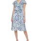 Vestido Tommy Hilfiger Feminino Chiffon Floral Fit &amp; Flare Azul Tamanho 10 Petite