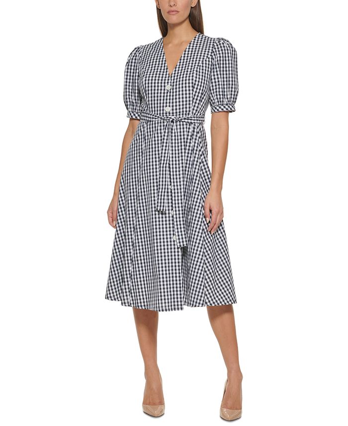 Vestido midi xadrez feminino Tommy Hilfiger azul tamanho 16