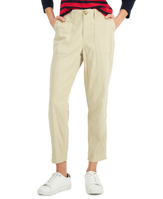 Calça utilitária cropped Tommy Hilfiger feminina, marrom, tamanho grande