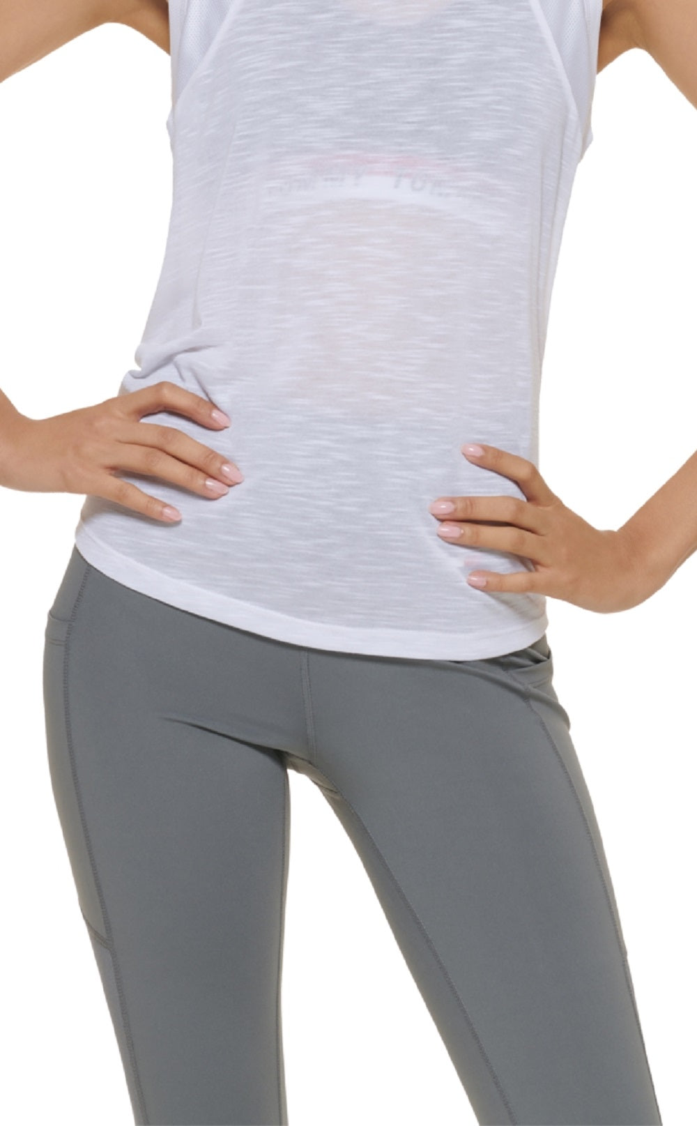 Tommy Hilfiger Sport Mesh Panel Tie Back Top Feminino Branco Tamanho Médio