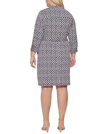 Vestido-camisa feminino Tommy Hilfiger Geo Print Jersey Azul Tamanho 18W