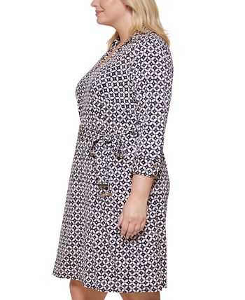Vestido-camisa feminino Tommy Hilfiger Geo Print Jersey Azul Tamanho 18W