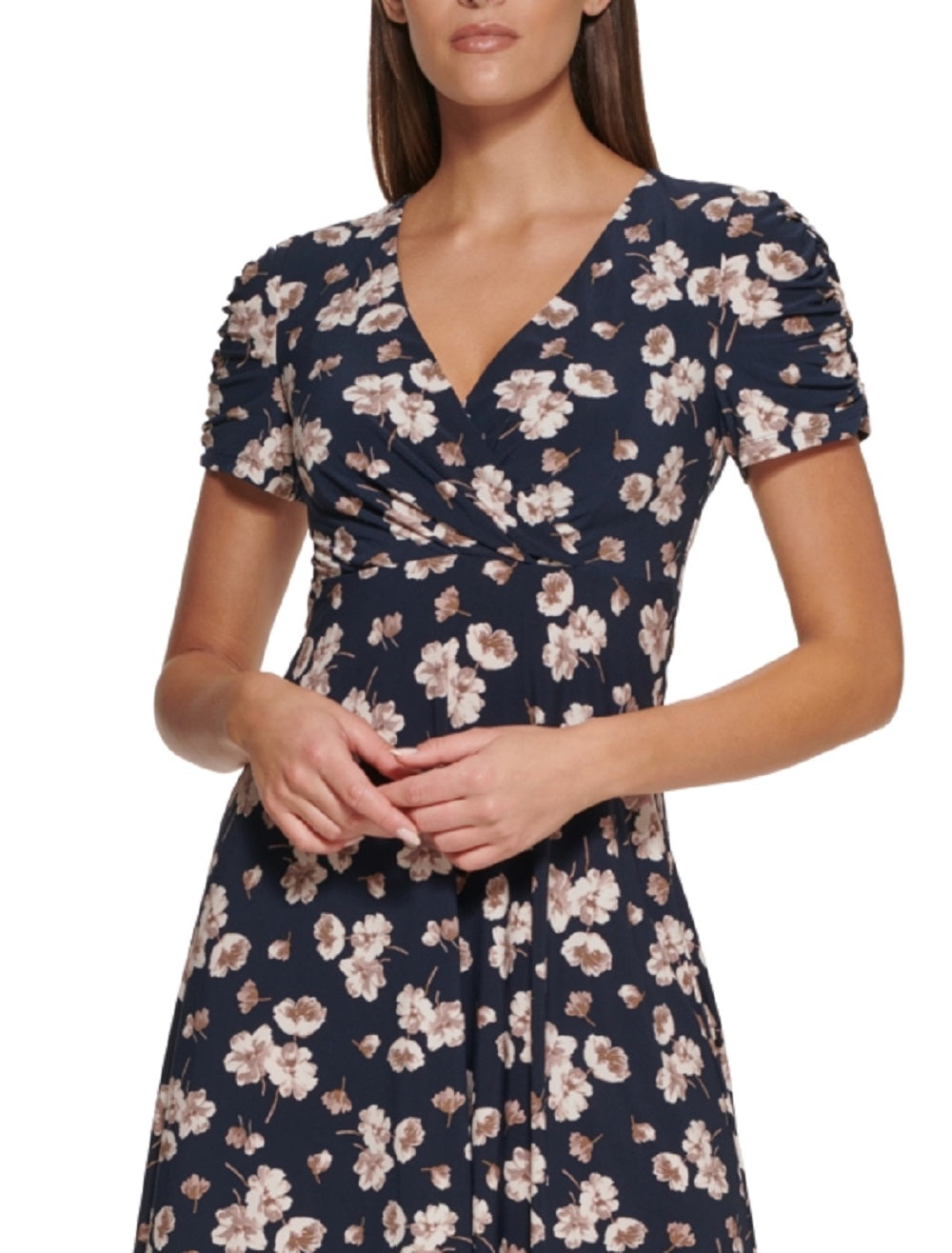 Vestido Tommy Hilfiger Feminino com Mangas Franzidas e Sobrepeliz Azul Tamanho 12 Petite