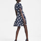 Vestido Tommy Hilfiger Feminino com Mangas Franzidas e Sobrepeliz Azul Tamanho 6 Petite