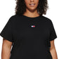 Tommy Hilfiger Feminino Listra Lateral Gola Redonda Cropped Preto Tamanho 3X