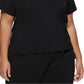 Tommy Hilfiger Feminino Listra Lateral Gola Redonda Cropped Preto Tamanho 3X