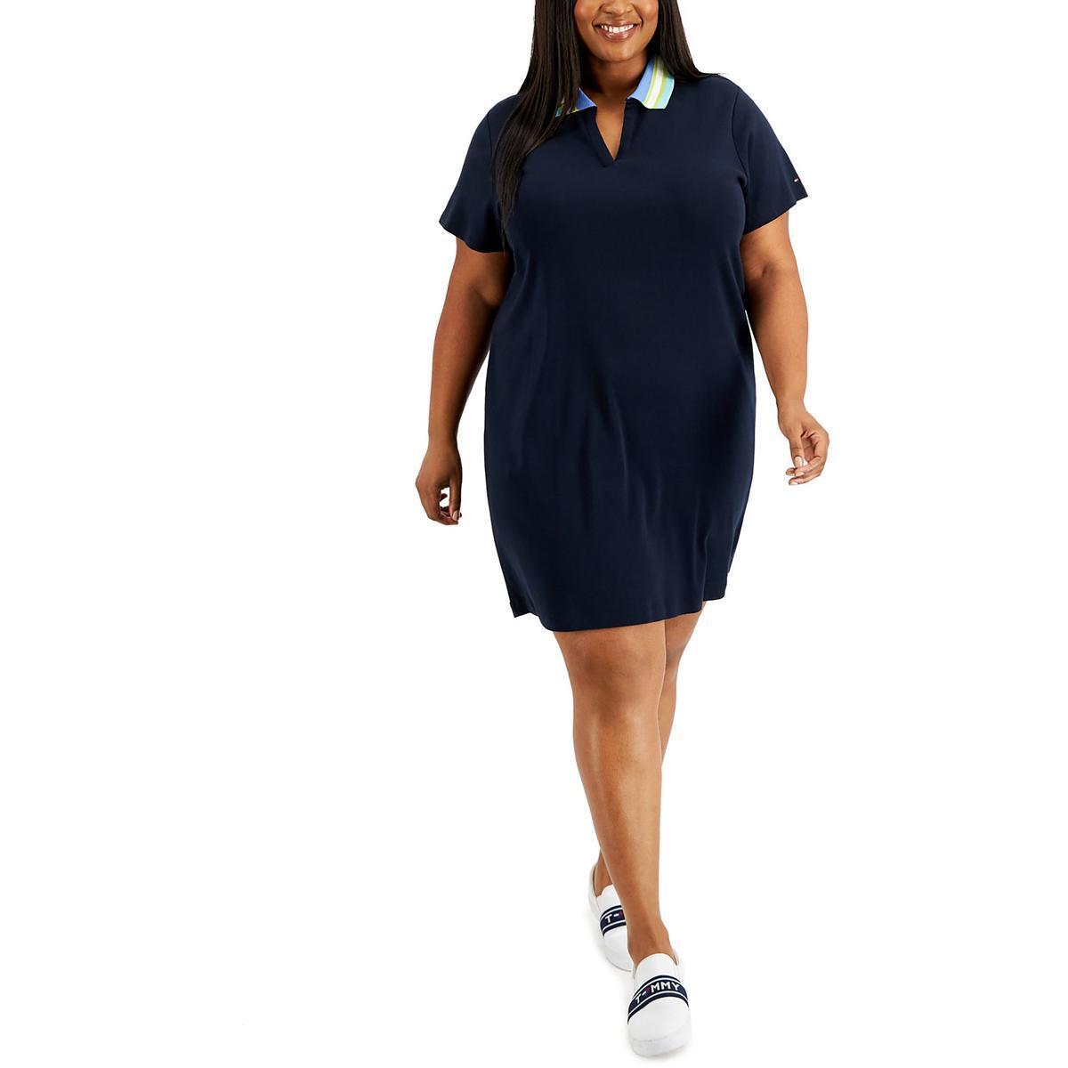 Vestido polo feminino de algodão Tommy Hilfiger azul tamanho 1X