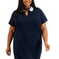 Vestido polo feminino de algodão Tommy Hilfiger azul tamanho 1X