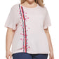 Camiseta Tommy Hilfiger Plus com estampa de coração feminina, rosa, tamanho 1X