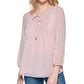 Blusa Tommy Hilfiger Feminina com Bolinhas e Fenda Rosa Tamanho Médio