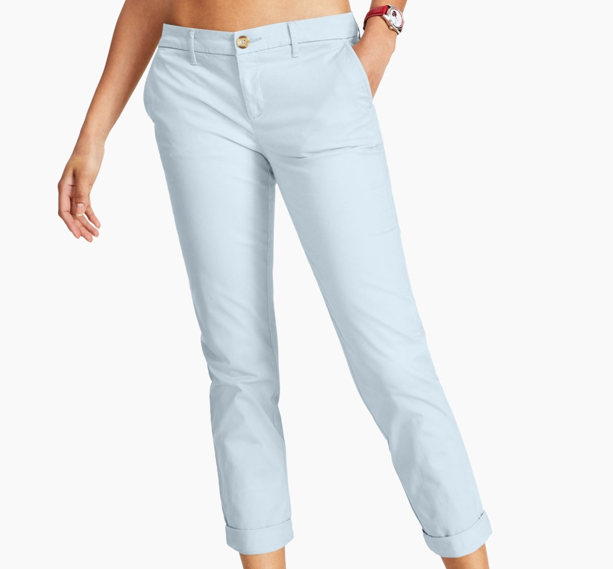 Calça Chino Tommy Hilfiger Th Flex Cuffed Feminina, Azul, Tamanho 10