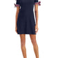 Vestido Tommy Hilfiger Feminino Manga Amarrada Decote Redondo Azul Tamanho XX-G