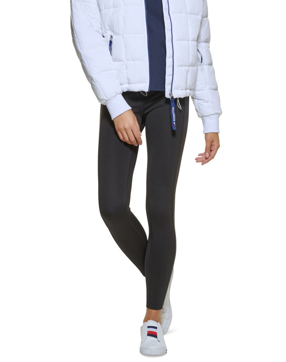 Tommy Hilfiger Casaco esportivo feminino de gola alta, branco, tamanho extragrande
