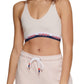 Sutiã esportivo Tommy Hilfiger feminino com tiras e logo, faixa de baixo impacto, rosa, tamanho pequeno