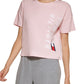 Camiseta feminina Tommy Hilfiger com logo rosa, tamanho XXG