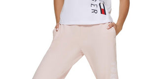 Camiseta curta feminina Tommy Hilfiger com logotipo, branca, tamanho XX-G
