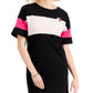 Vestido Tommy Hilfiger Feminino com Blocos de Cor e Logotipo de Coração, Preto, Tamanho Grande