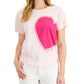 Camiseta Tommy Hilfiger Feminina Gola Redonda com Estampa de Coração Rosa Tamanho Médio