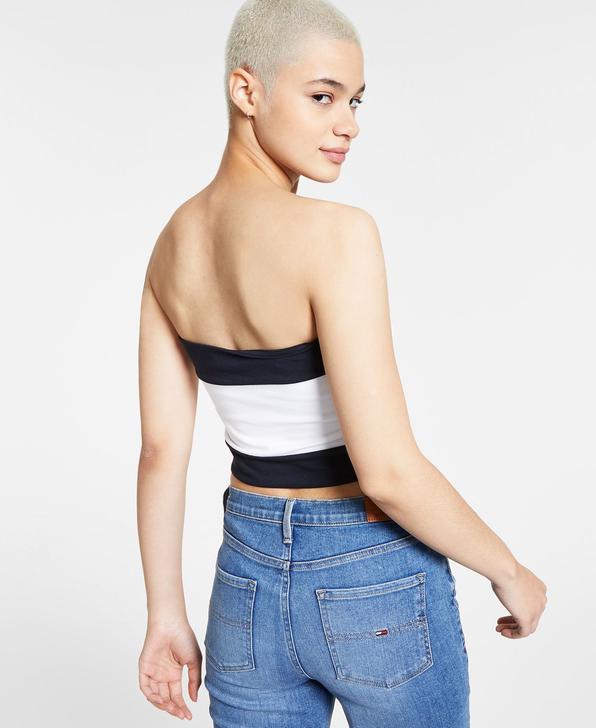 Tommy Jeans Feminino Bandeira Bandeau Rosa Tamanho X-Grande