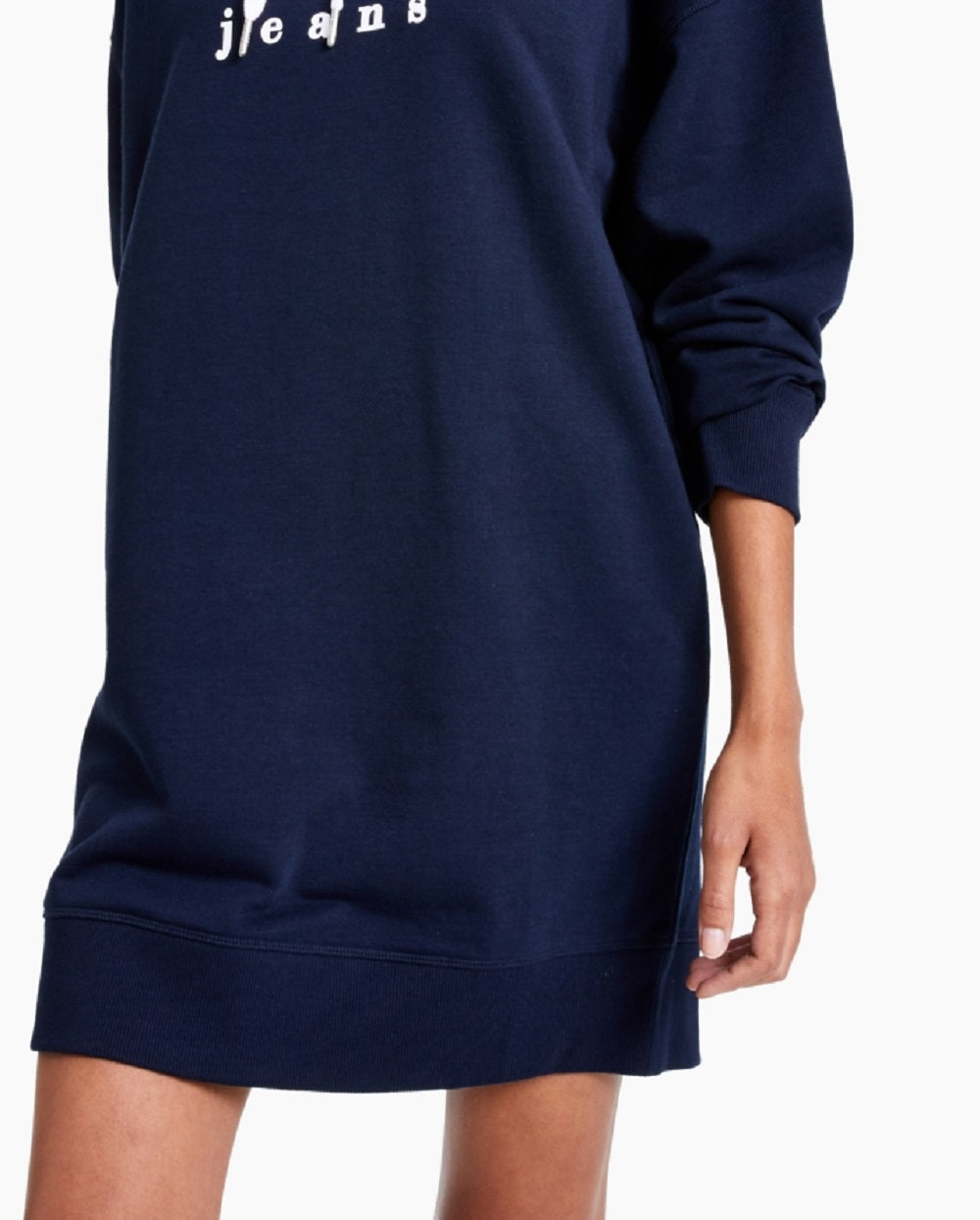 Vestido com capuz e logotipo Tommy Jeans feminino azul tamanho grande