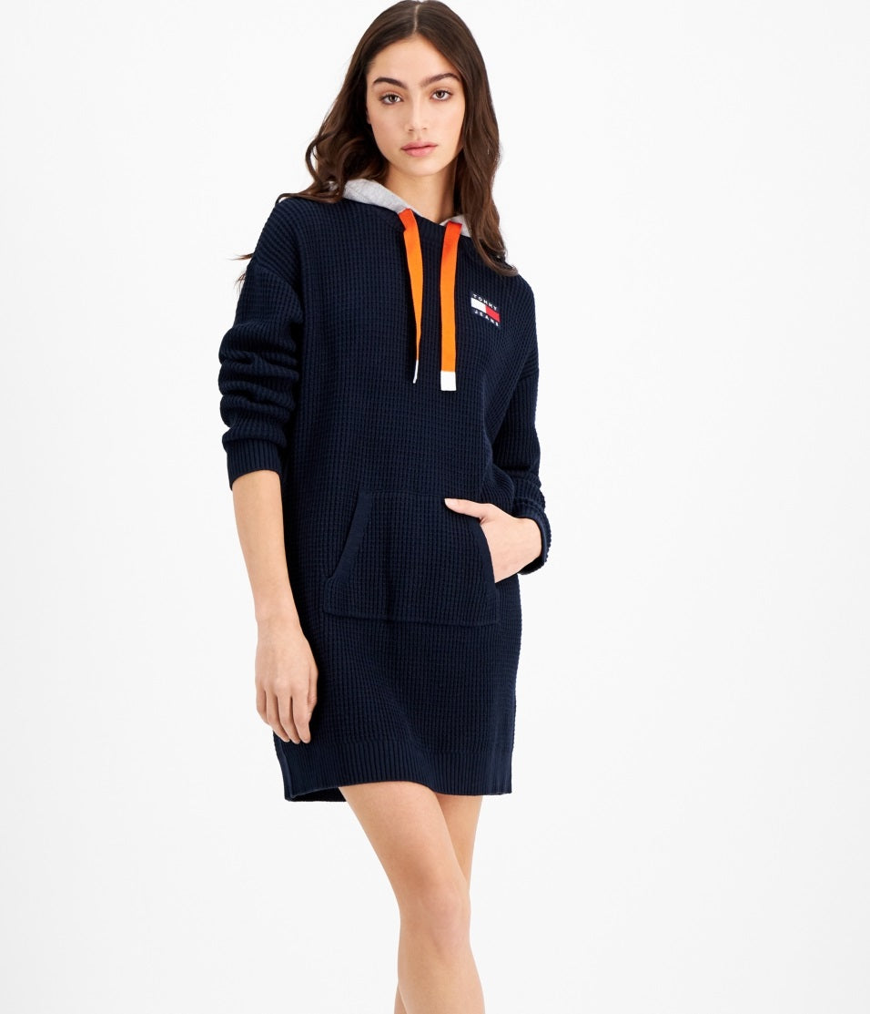 Vestido com capuz Tommy Jeans feminino, azul, tamanho pequeno