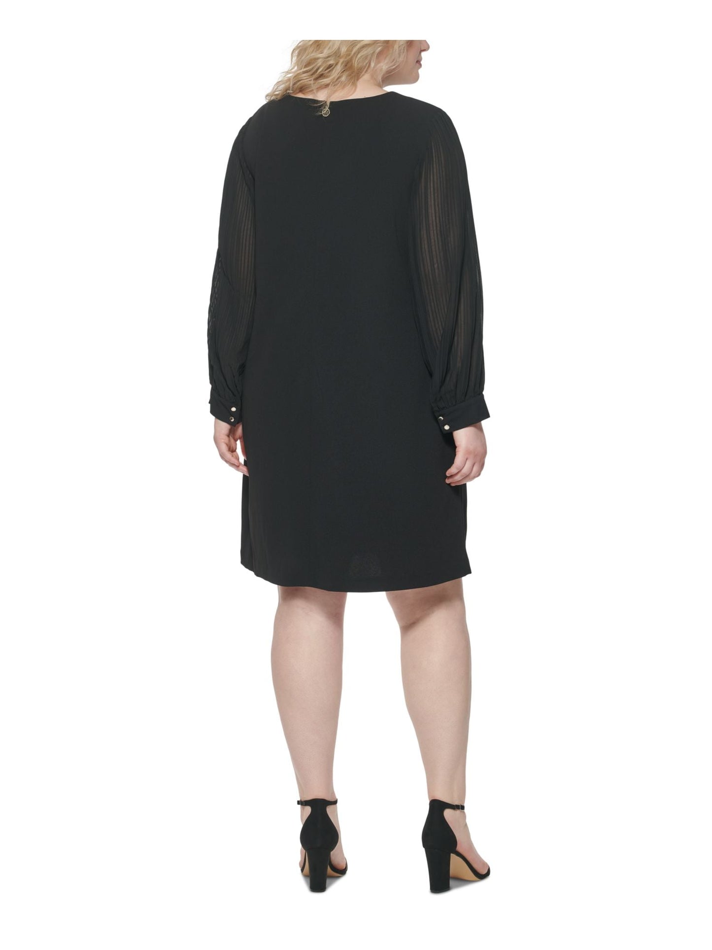 Vestido de crepe Tommy Hilfiger Scuba feminino, preto, tamanho 22W