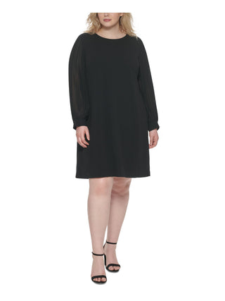 Vestido de crepe feminino Tommy Hilfiger Scuba, preto, tamanho 18W