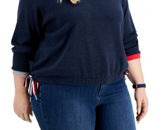 Moletom Tommy Hilfiger Feminino com Laços Laterais Azul Tamanho 3X