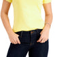 Camiseta feminina Tommy Hilfiger com decote em V, amarela, tamanho XG
