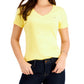 Camiseta feminina Tommy Hilfiger com decote em V, amarela, tamanho XG