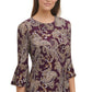 Vestido feminino Tommy Hilfiger com estampa Paisley e manga sino, roxo, tamanho 12